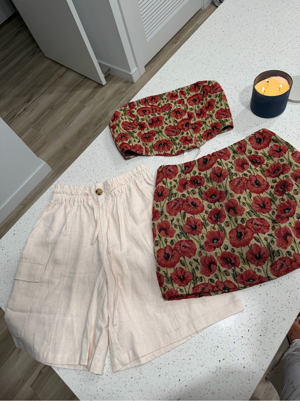 Linen skirt set and shorts